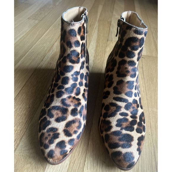 J.CREW Boot Size 7.5 Leopard Print Calf Hair Sawyer Stacked Wooden Heel … - Picture 5 of 16